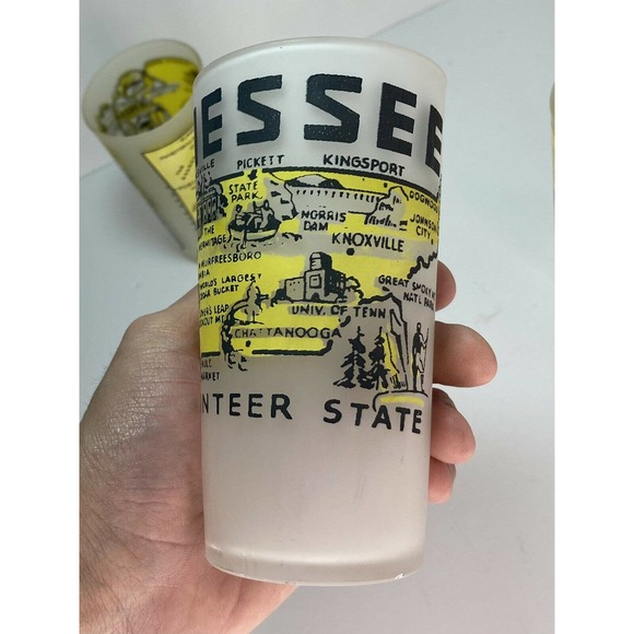 VTG 70’s 3PC HAZEL ATLAS Yellow Souvenir Tumblers Glasses, H3”XW2.5” AR, TN & NC - Picture 5 of 8